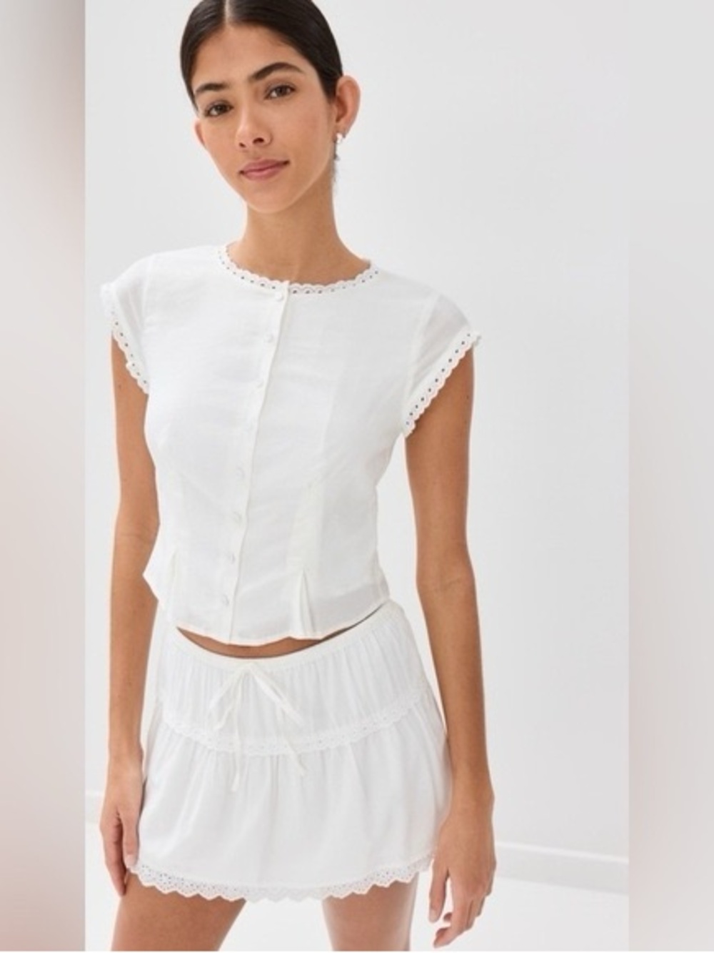 Reformation White Top & Skirt Set
